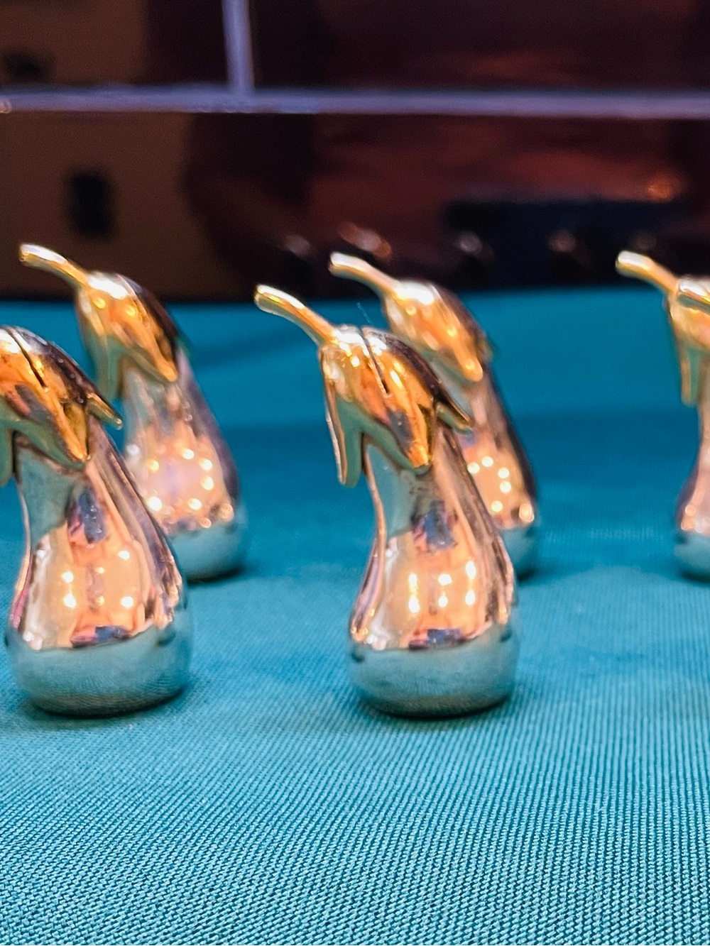 Vintage beautiful silver plate/brass eggplant place card/business card holders